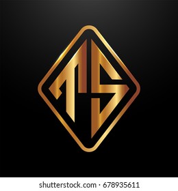 Golden monogram logo curved oval shape initial letter ts logo vector