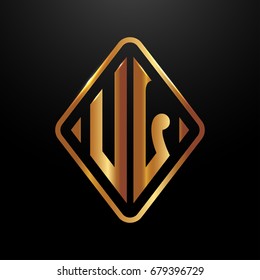 Golden monogram logo curved oval shape initial letter ul logo vector
