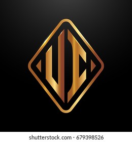 Golden monogram logo curved oval shape initial letter ui logo vector