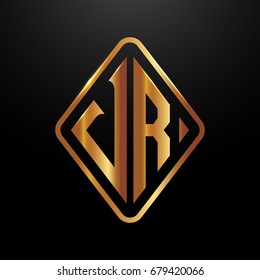 Golden monogram logo curved oval shape initial letter vr logo vector

