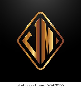 Golden monogram logo curved oval shape initial letter vm logo vector
