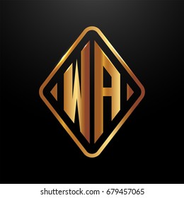 Golden monogram logo curved oval shape initial letter wa logo vector