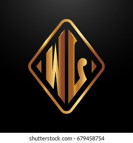 Golden monogram logo curved oval shape initial letter wl logo vector