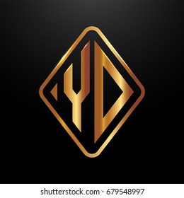 Golden monogram logo curved oval shape initial letter yd logo vector
