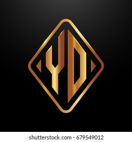 Golden monogram logo curved oval shape initial letter yo logo vector