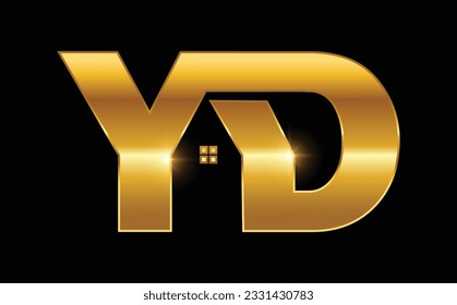 Golden Monogram Logo Initial Letter YD
