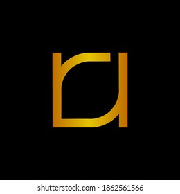 goldenes Monogramm-Logo, Initialen R und A einzeln auf schwarzem Hintergrund