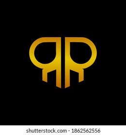 golden monogram logo initials R and R isolated on black background