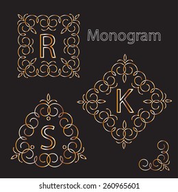 Golden Monogram Logos Set