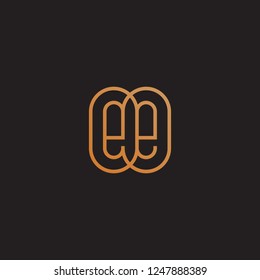 Golden monogram two letters E. Vector illustration.