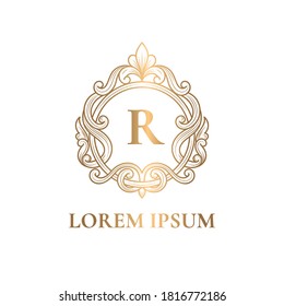 Golden monogram with vector ornament. Elegant, classic elements. Can be used for jewelry, beauty and fashion industry. Great for logo, emblem, background or any desired idea.