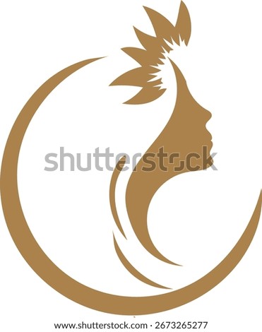 Golden Moon Goddess Elegance logo symbolizes beauty, femininity, mystique, and divine power with graceful design, celestial charm, and timeless sophistication.