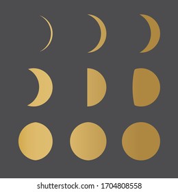 golden moon phases- vector illustration