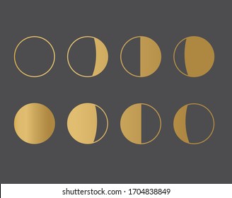fases de luna dorada- ilustración vectorial