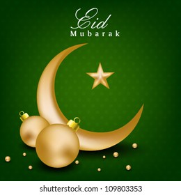 Goldener Mond mit Stern für das Eid Mubarak Festival. EPS10.