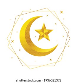 Golden Moon and star for Muslim Festival