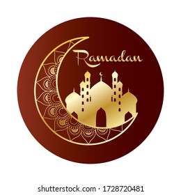 golden moon with taj mahal ramadan kareem vector illustration design