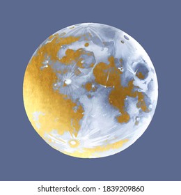 Golden moon. Vector illustration in retro style