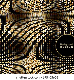 Golden mosaic background with wavy pattern of circles. Can be used for business and holidays