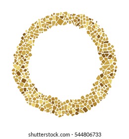 Golden Mosaic frame. Abstract mosaic background. Ceramic tile texture. Easy to recolor. 