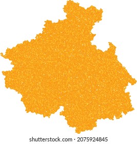 Golden mosaic Map of Altai Republic. Golden combination for map of Altai Republic. Vector mosaic of yellow shard items. Mosaic map of Altai Republic designed with yellow items.