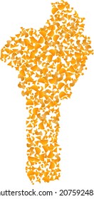 Golden mosaic Map of Benin. Golden combination for map of Benin. Vector mosaic of yellow shatter items. Mosaic map of Benin is designed with golden elements. Yellow color hues are used.