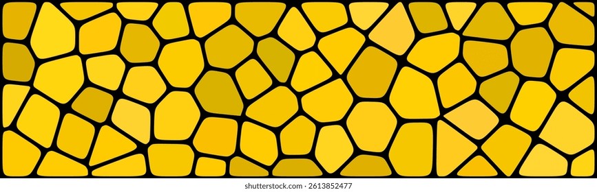 Golden mosaic tile pattern with dark grout lines, creating an abstract, textured background.


