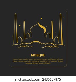 golden mosque background design with stars