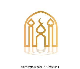 Golden Mosque Creative Symbol and Icon
