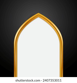 Goldener Moschee-Rahmen, islamischer Hintergrund. Leeres islamisches Plakatdesign