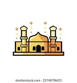 golden mosque icon decorated with stars