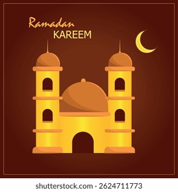 Golden Mosque Silhouette. Vector illustration