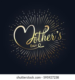 Golden Mother's Day lettering design with abstract rays.