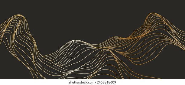 Golden Mountain line art illustration. Abstract mountain contemporary aesthetic backgrounds landscapes. use for print art, poster, cover, banner	