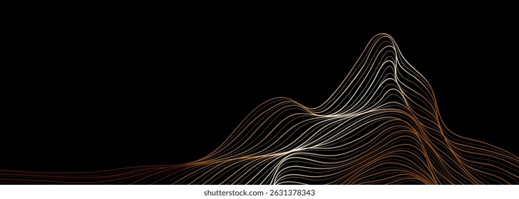 Golden Mountain line art illustration. Abstract mountain contemporary aesthetic backgrounds landscapes. use for print art, poster, cover, banner