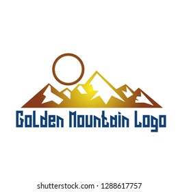 golden mountain logo. logo for adventure and sport. vector