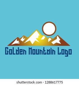 golden mountain logo. logo for adventure and sport. vector