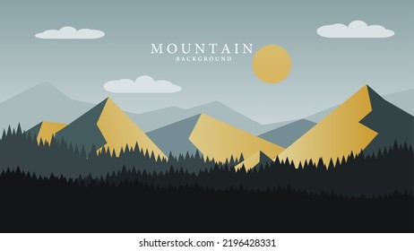 ilustración vectorial de paisaje de montaña dorada