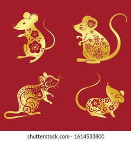 Golden mouse design for lunar new year decoration. 
