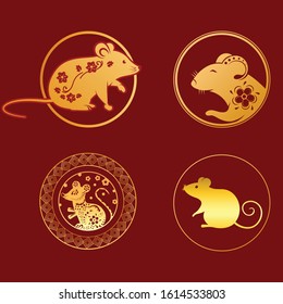 Golden mouse design for lunar new year decoration. 