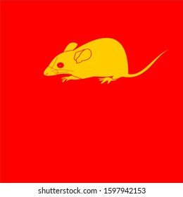 Golden mouse on a red background, Chinese new year greetings 2020 on The Year of the Rat