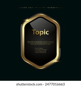 A Golden multipurpose button with luxury stoked in Vector template, a shiny gold element option and Premium button on a dark background
