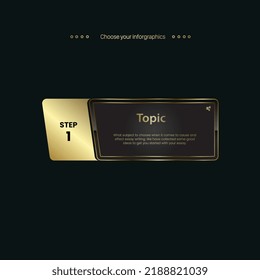 Vector Infográfico Golden multipropósito, plantilla. con elementos modernos. La opción y la versión Premium en un diseño de fondo oscuro