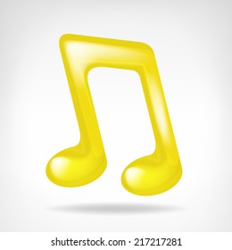 golden music note 3D icon isolated vector illustration