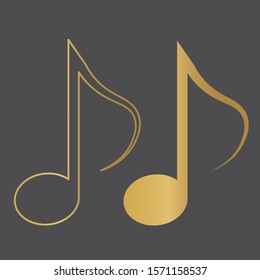 golden music note icon - vector illustration