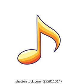 Golden music note icon. Vibrant music note symbol; represents melody, harmony, and rhythm.