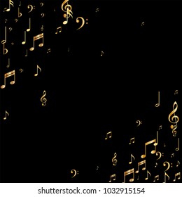 Golden Music Note Texture. Classic Concert Poster Pattern Design. Texture with Note Icons. Fashion, Fabric Print Design Background.
