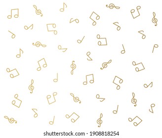 Golden Music Notes Pattern- Vector Illustration