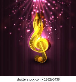 Golden musical note on abstract background.