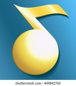 golden musical note with shadow